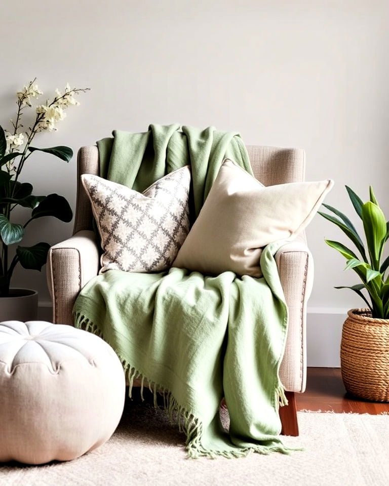 comfortable sage green throw blanket