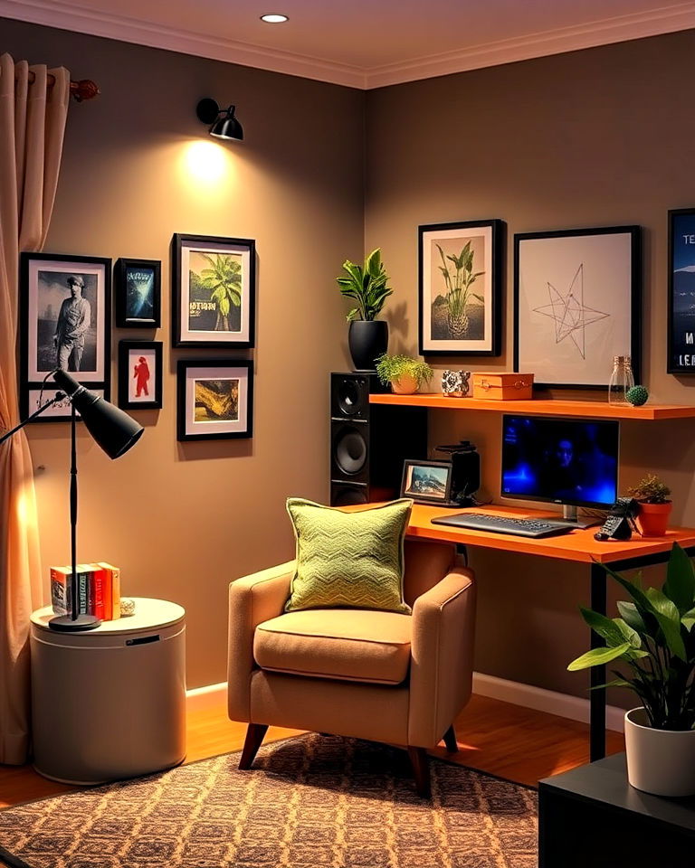 comfortable streaming corner