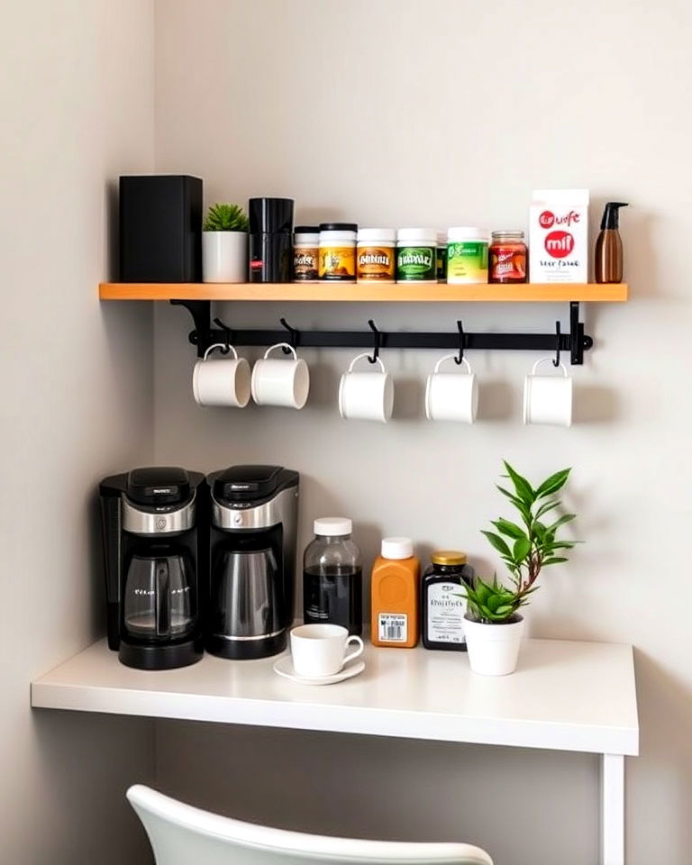 compact corner coffee station