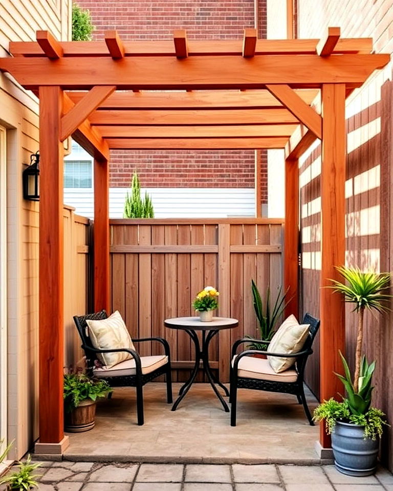 compact corner pergola for small patio