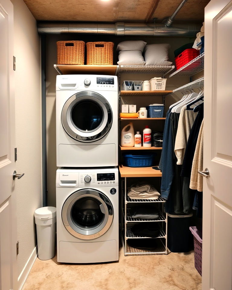 compact laundry room for basement