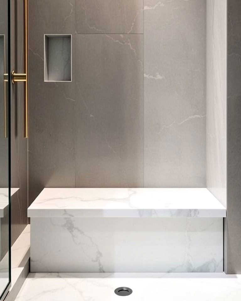 compact marble shower ledge