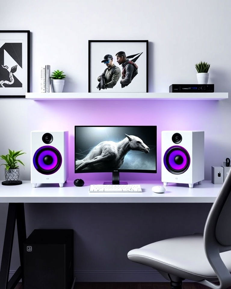 compact white gaming speakers
