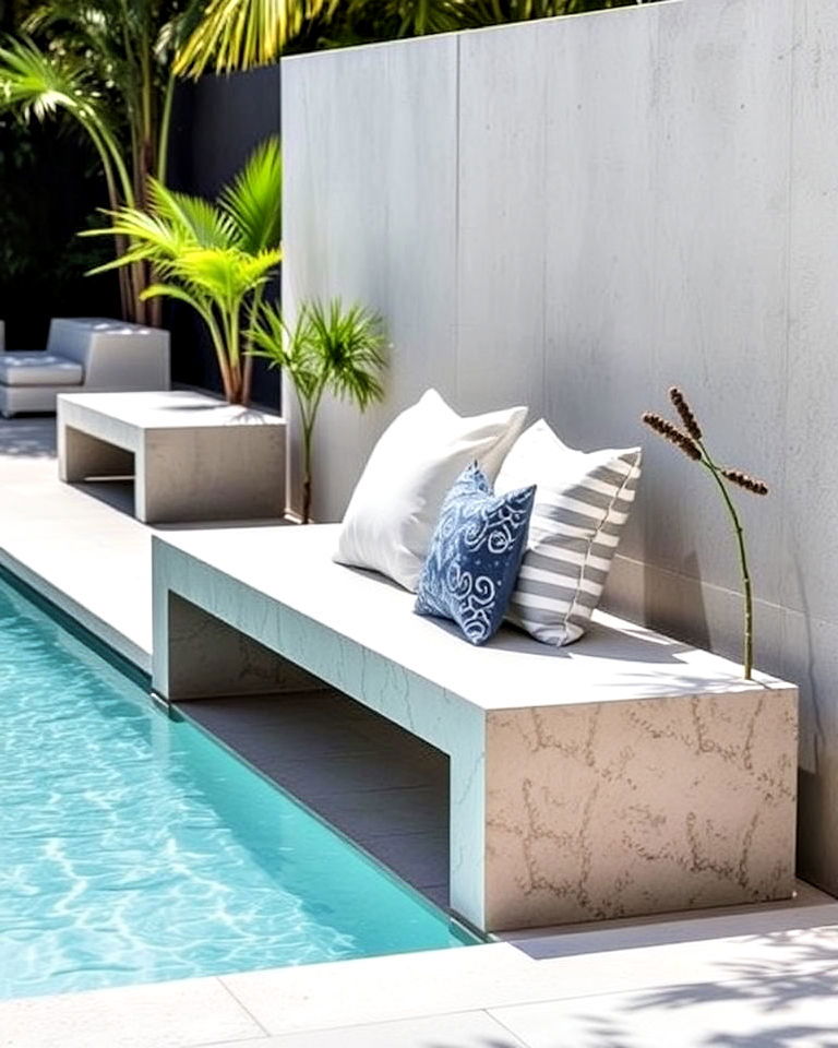 concrete bench for pool