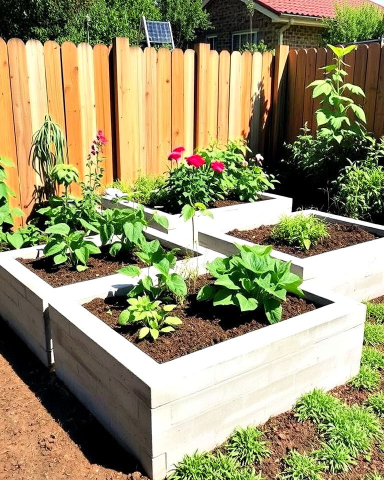 concrete block raised beds for a modern look