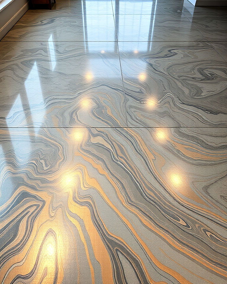concrete floor with luxurious metallic epoxy coating