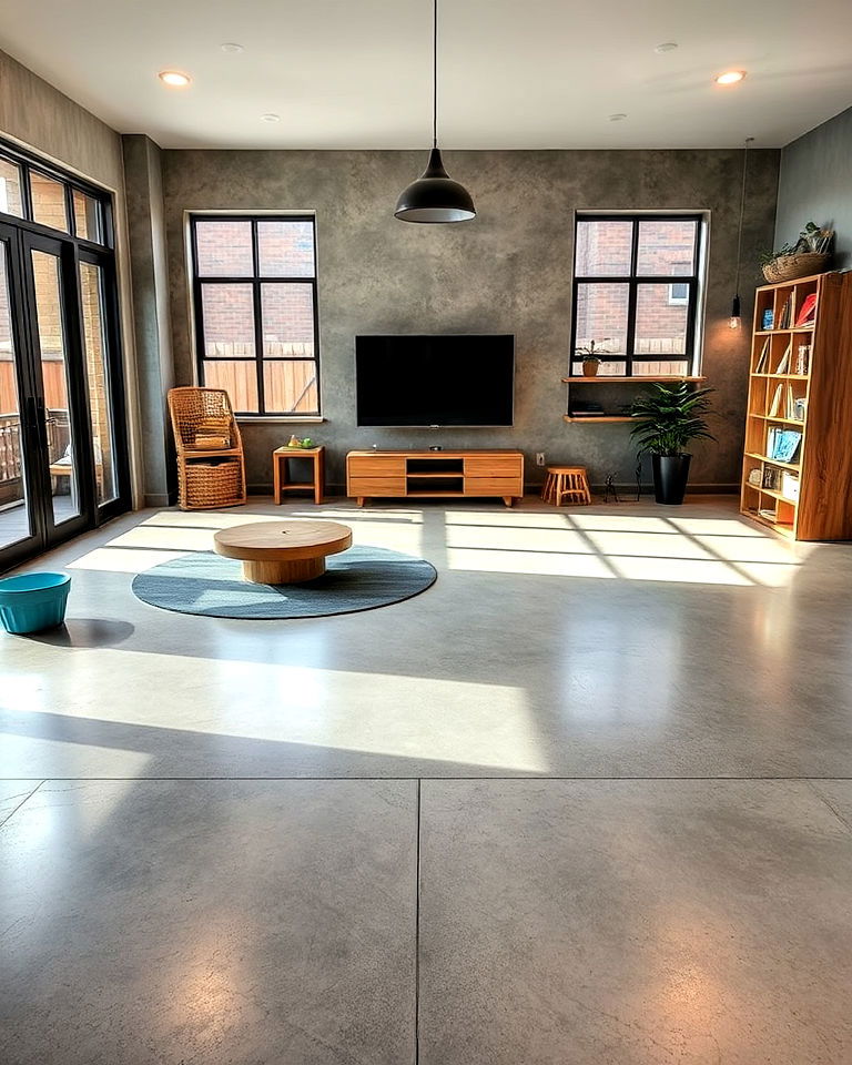 concrete floor with micro topping for a smooth look