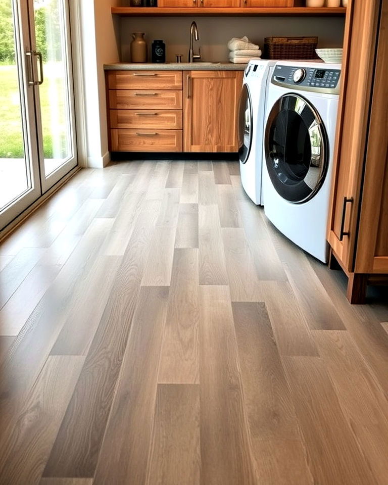 concrete floor with wood plank stamping