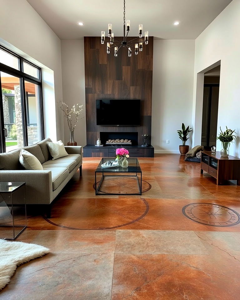 concrete floors with custom carved designs