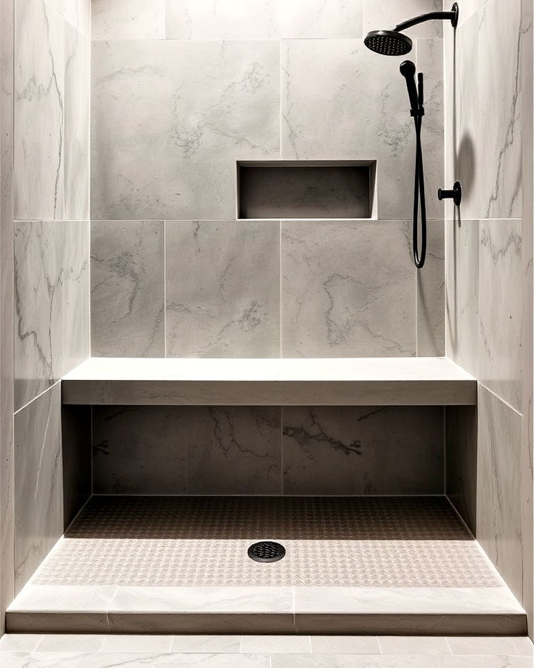 concrete shower bench