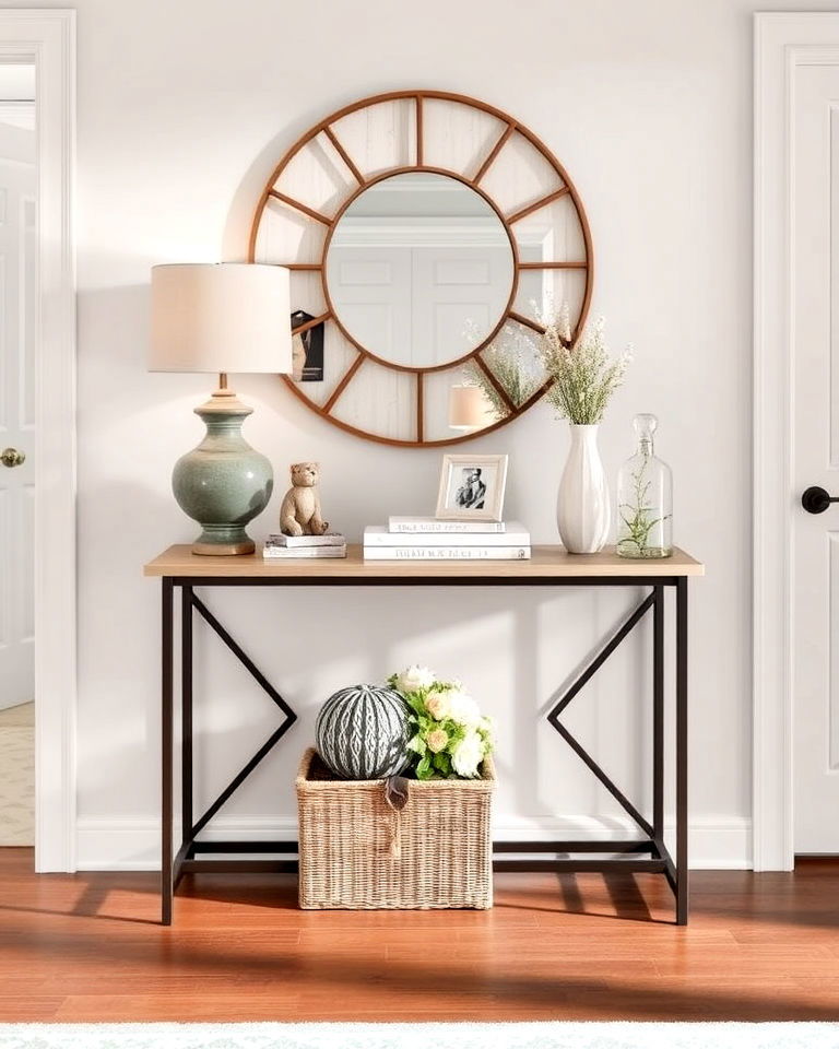 console table with decor