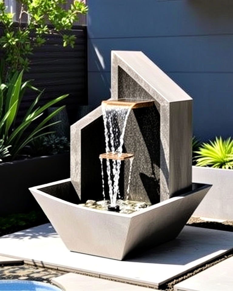 contemporary geometric fountain