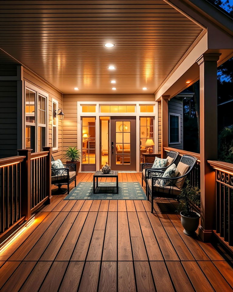 contemporary porch with led lighting