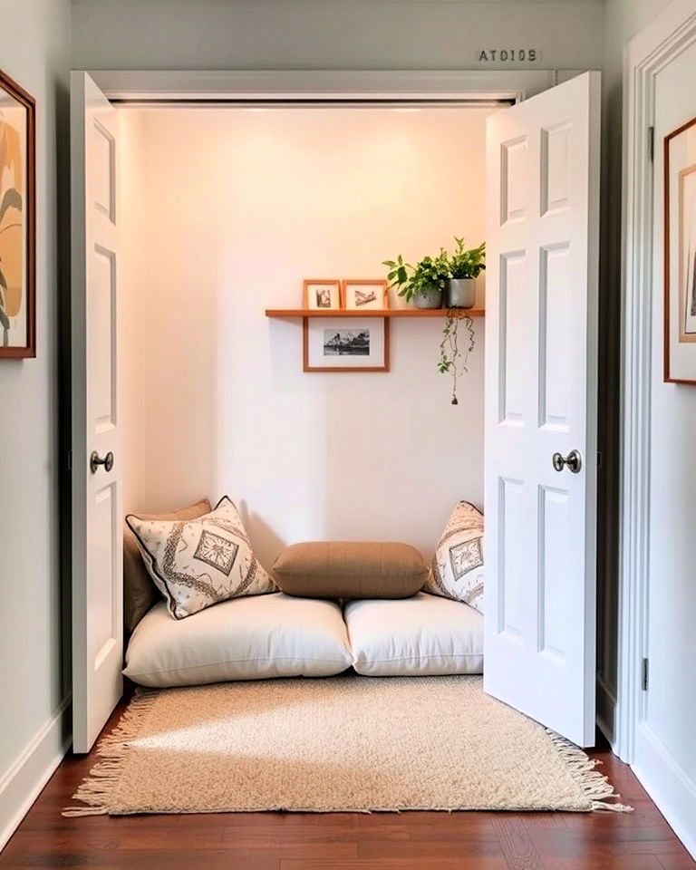 convert a small closet into a meditation room