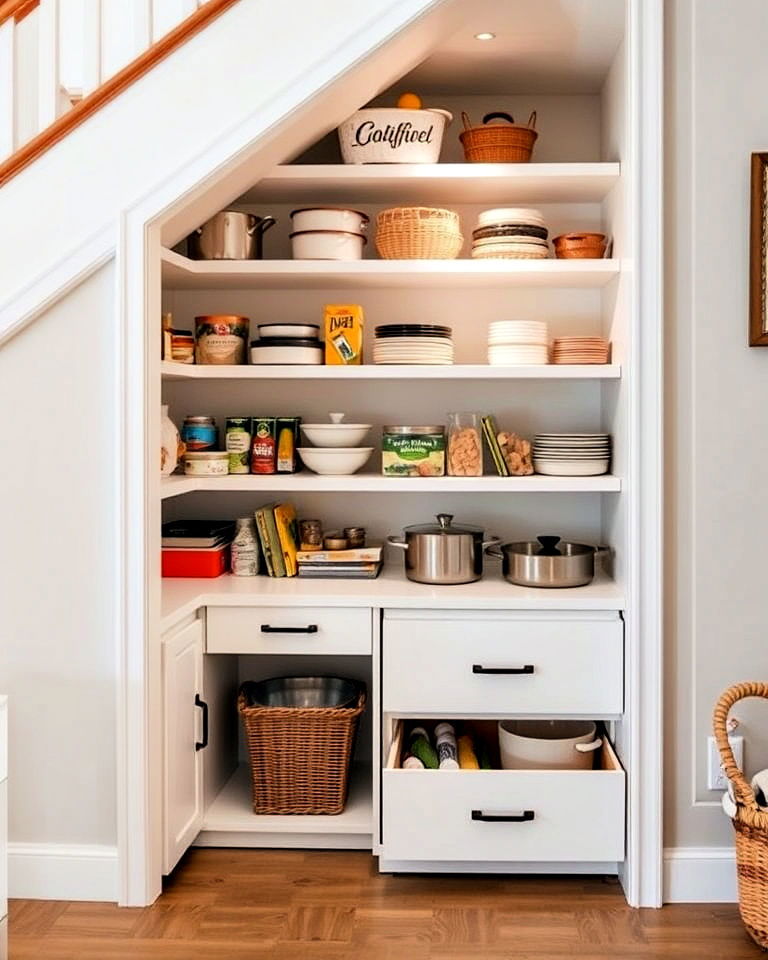 convert the under stair area into a pantry