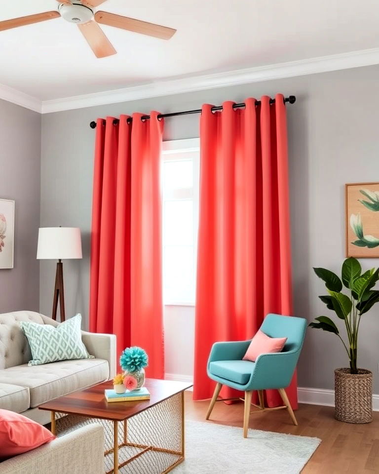coral curtains