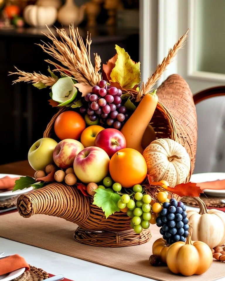 cornucopia display for a classic thanksgiving decor
