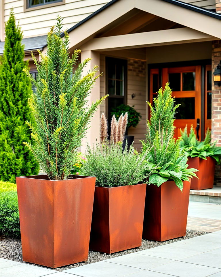corten steel planters for landscaping appeal