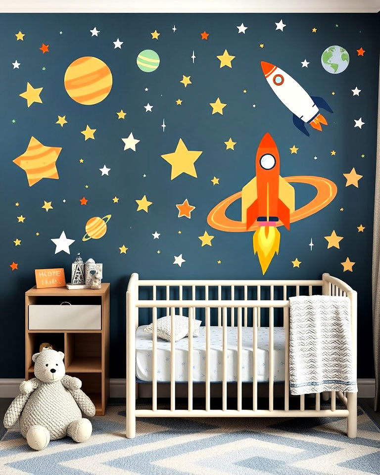 cosmic wall decals for space themed nursery