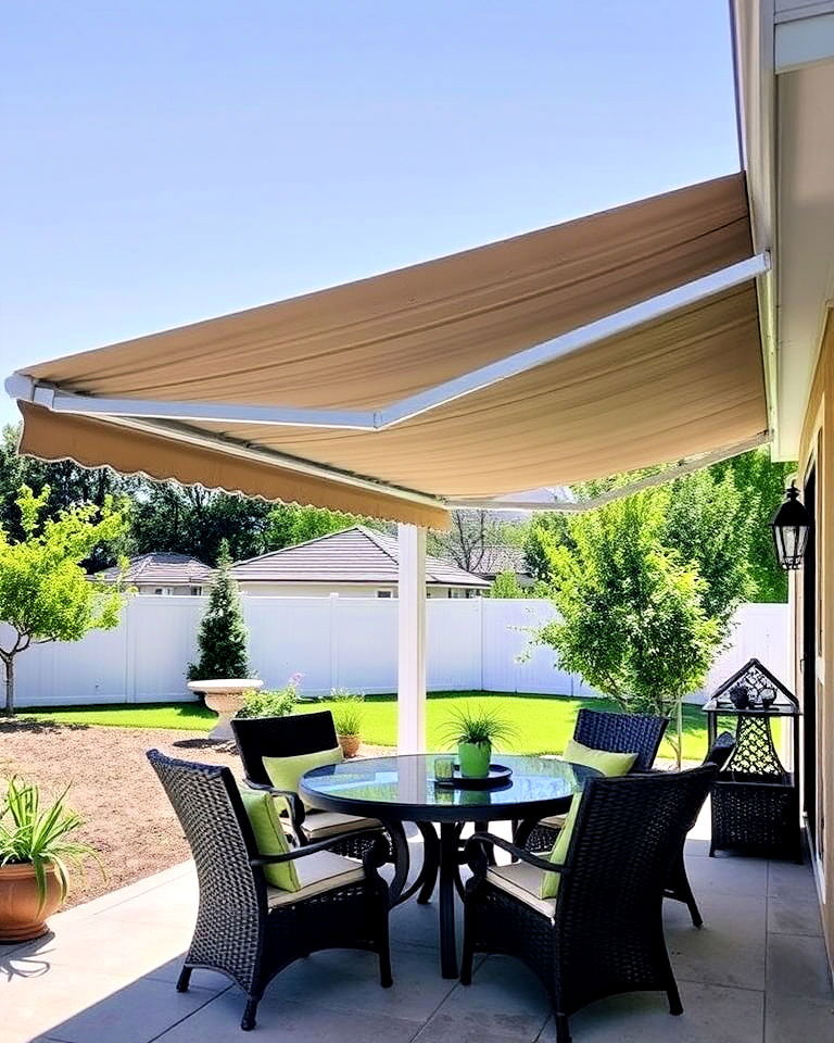covered patio with retractable awning