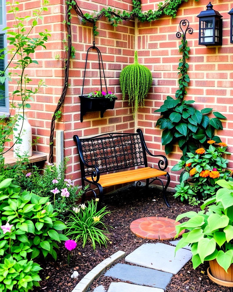 cozy corner seating nook for small front garden