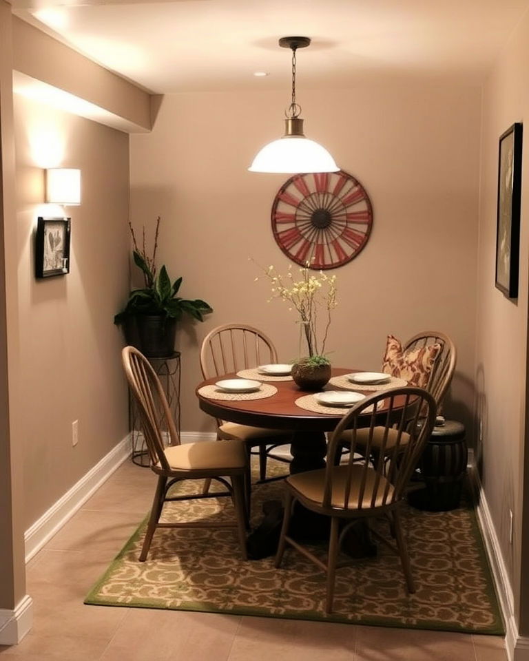 cozy dining nook for basement