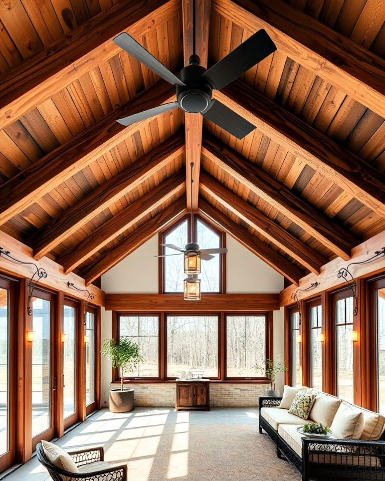 cozy exposed wooden beams to add charm