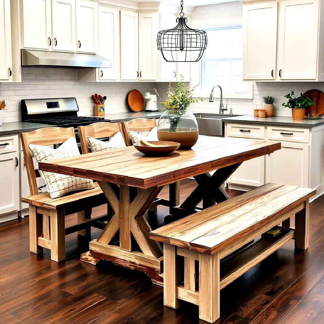 cozy farmhouse bench seating
