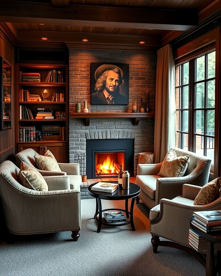cozy firelit nook