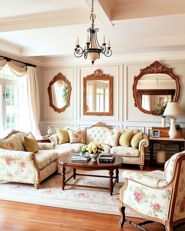 cozy french country charm living room