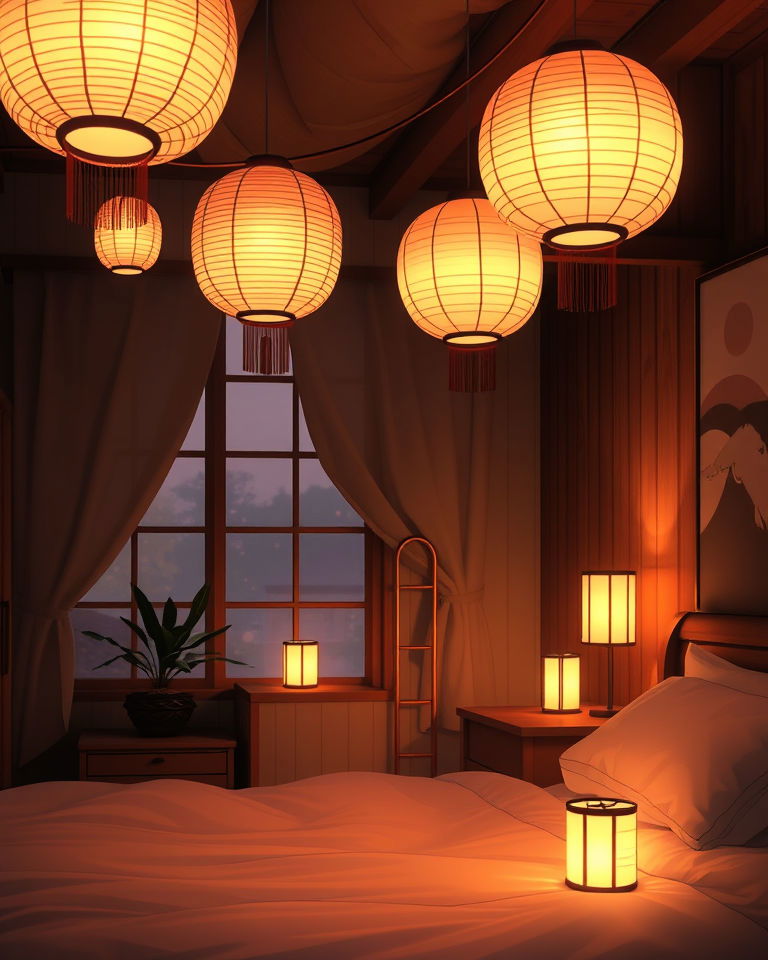cozy japanese lantern lighting
