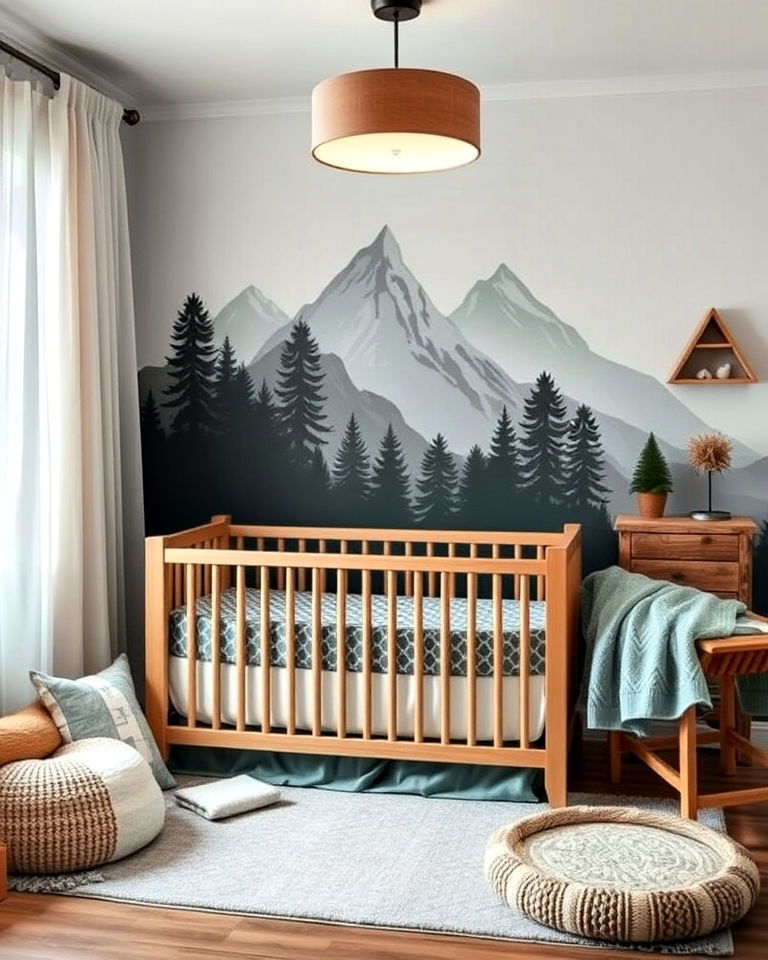 cozy mountain inspired nursery