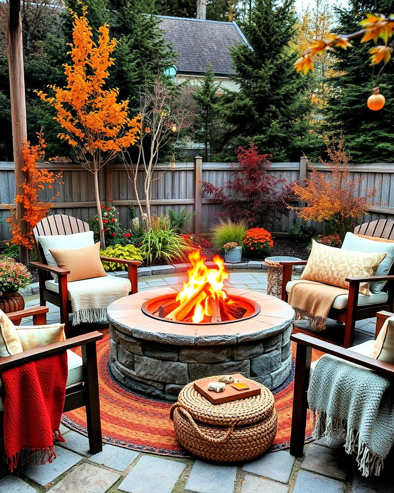 cozy outdoor fire pit area