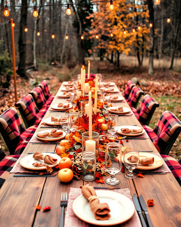 cozy outdoor thanksgiving dining setup