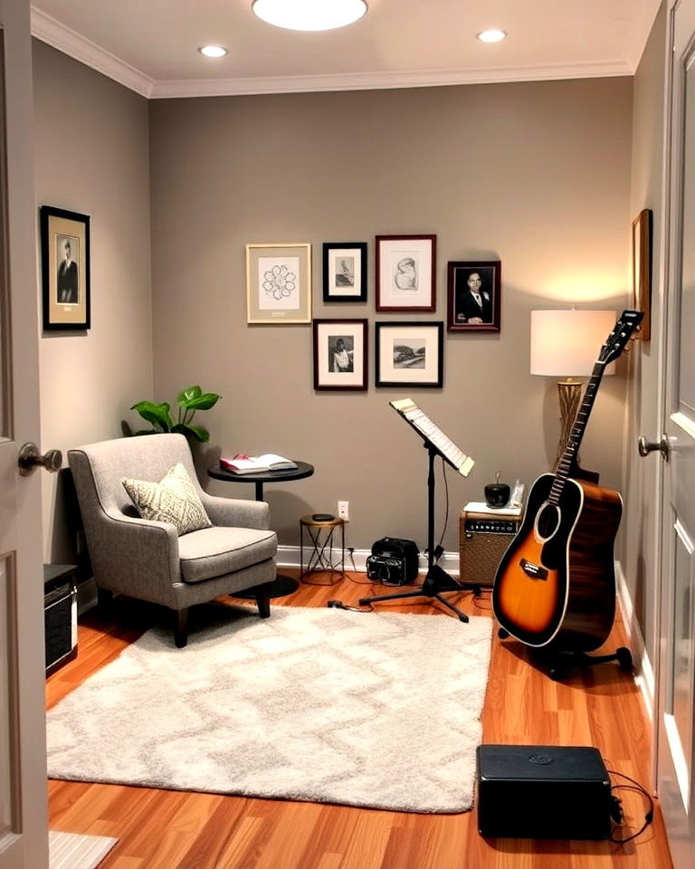 cozy practice corner for guitar room
