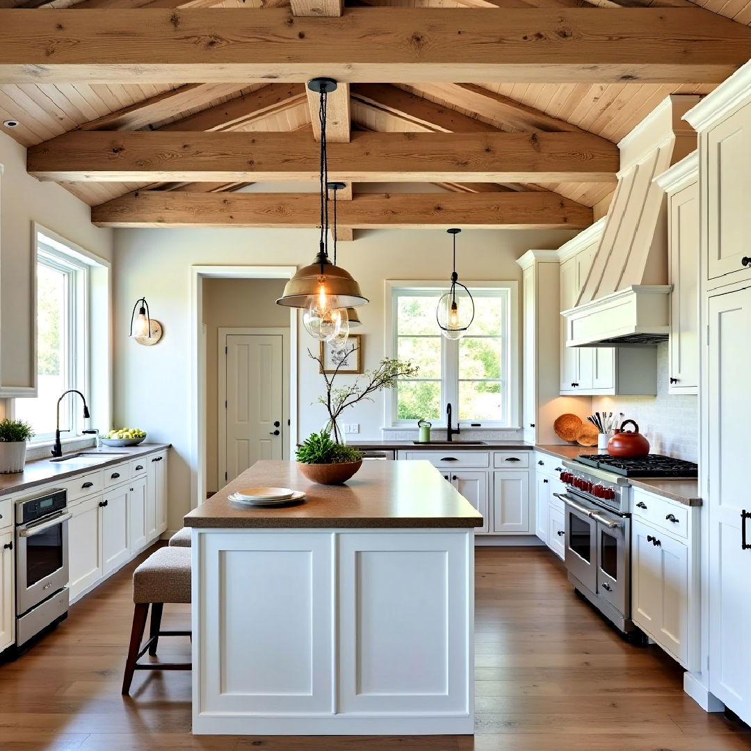 cozy rustic wood beam ceiling