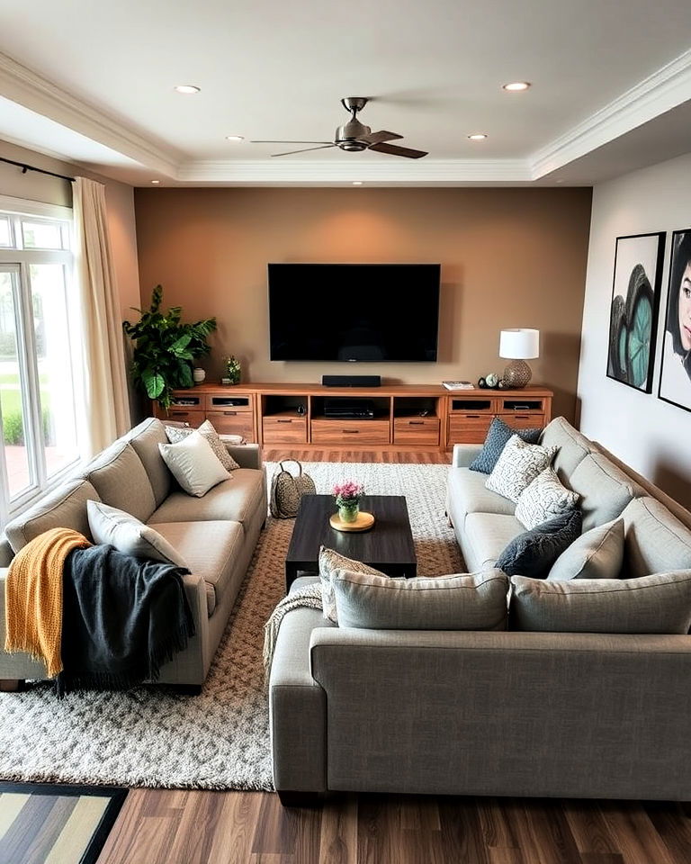 cozy sectional seating for tv room