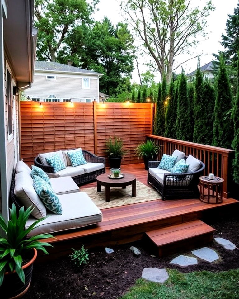 cozy sunken ground level deck