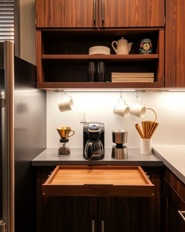 cozy under cabinet coffee area