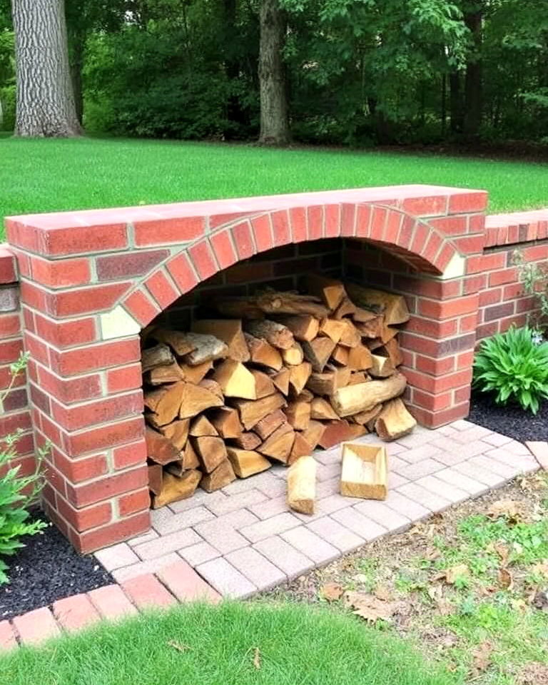 create a brick firewood storage area