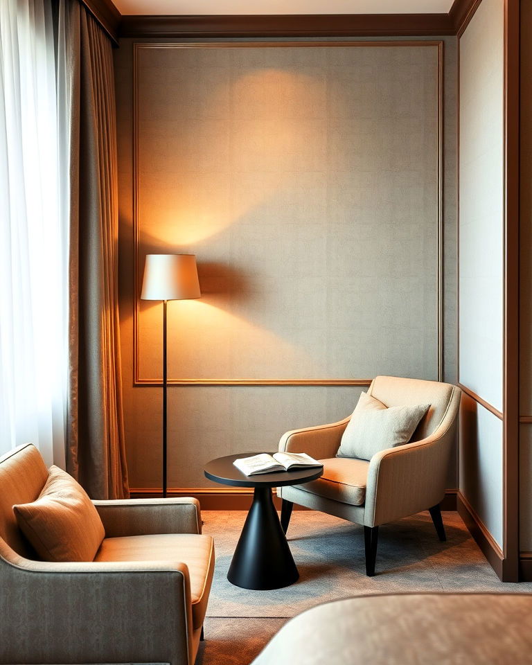 create a cozy reading nook for hotel room