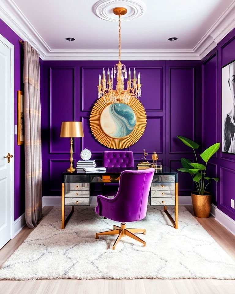 create a glamorous home office with jewel tone