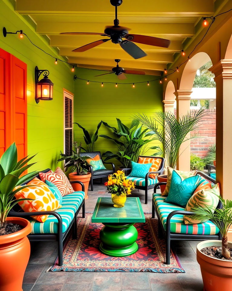 create a tropical outdoor patio