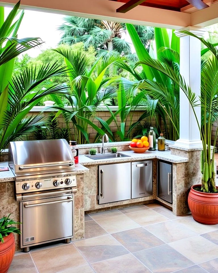 create an outdoor kitchen space