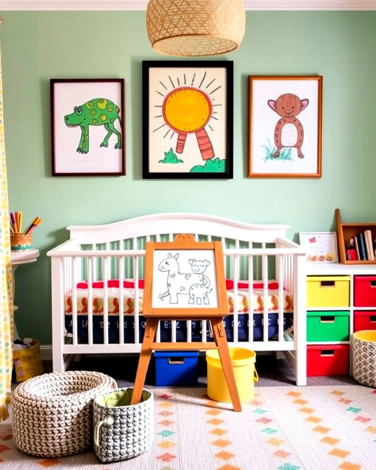 creative and colorful art themed nursery