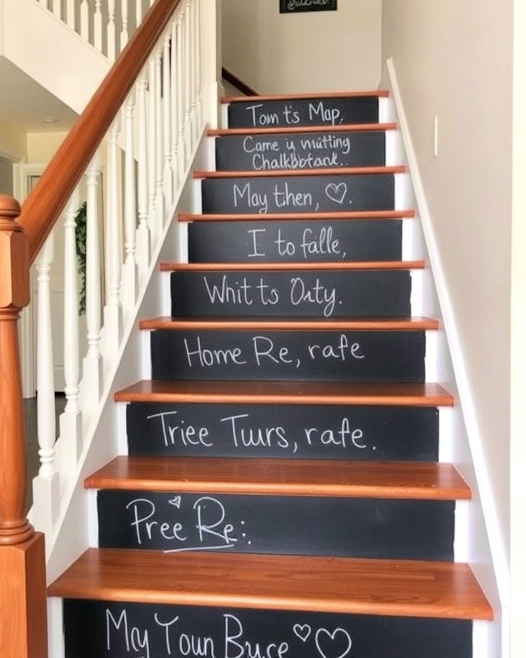 creative chalkboard painted stair riser