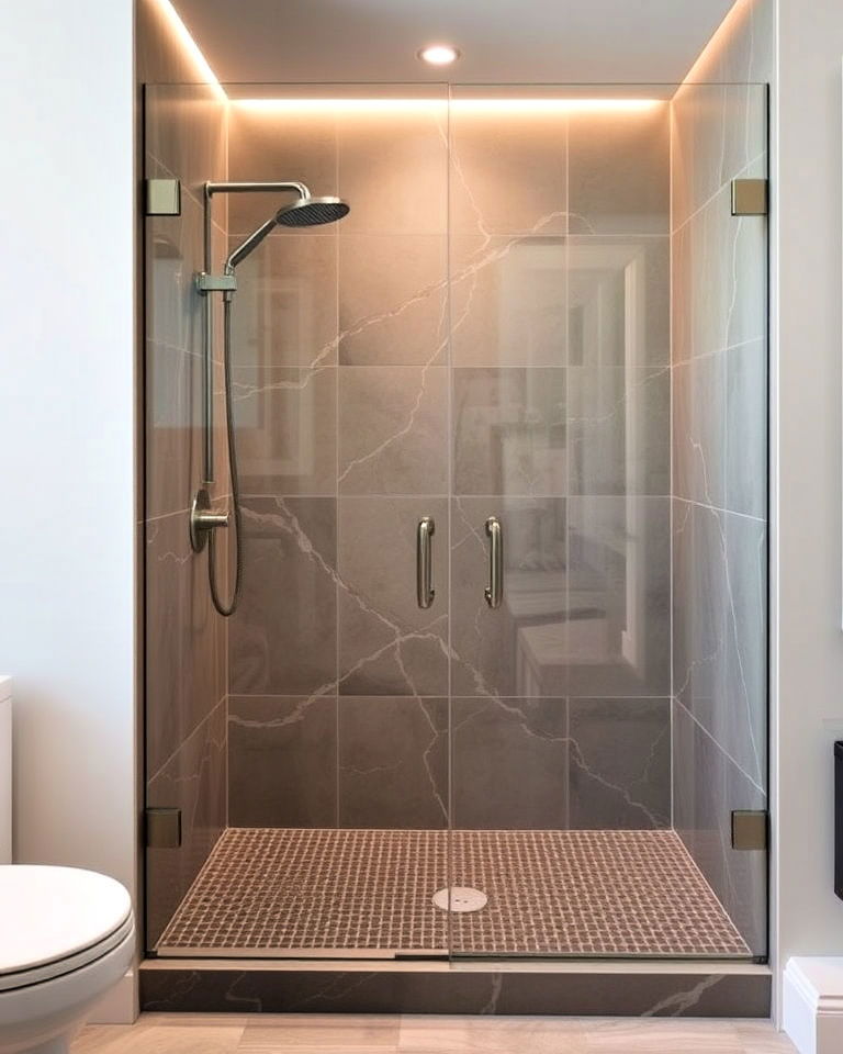 curbless shower for seamless design