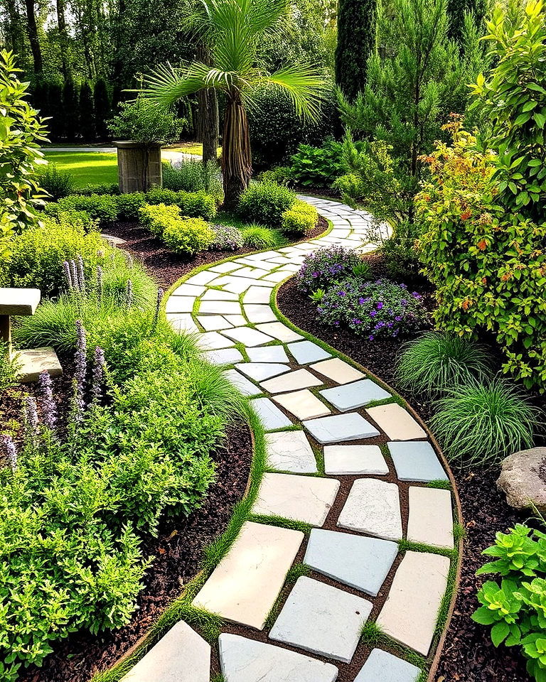 curved flagstone pathway for garden