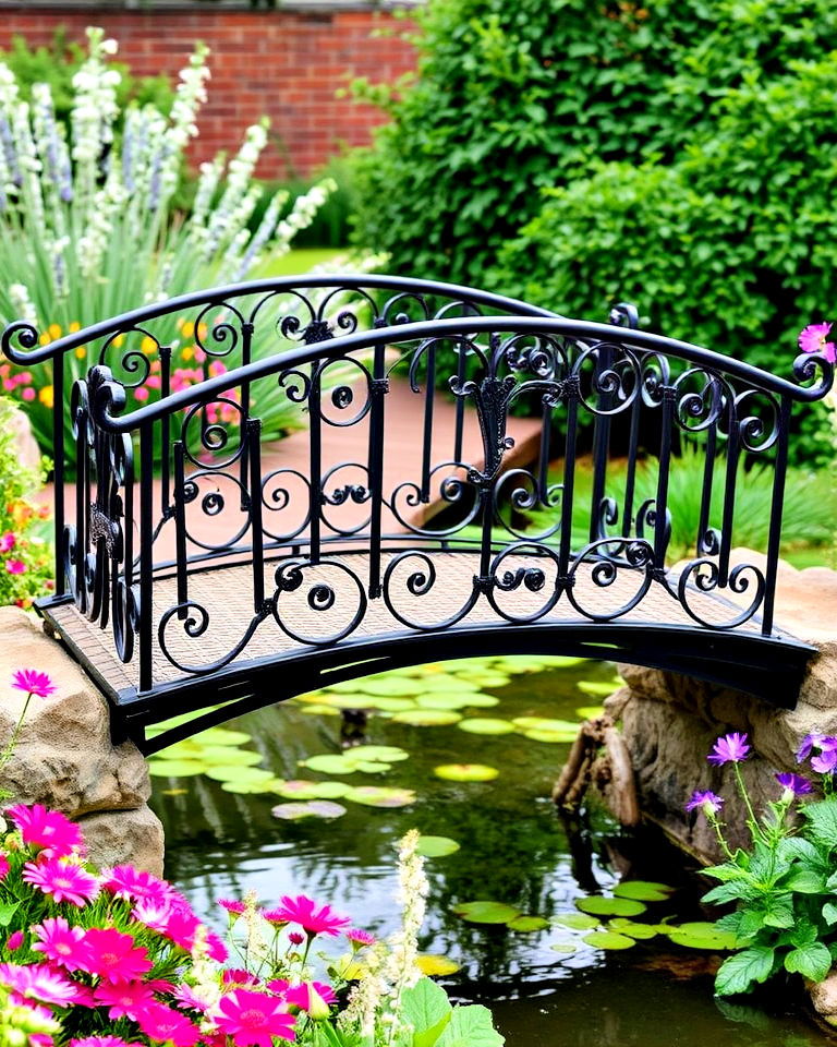 curved iron garden bridge