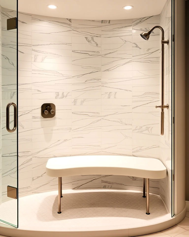 curved shower bench